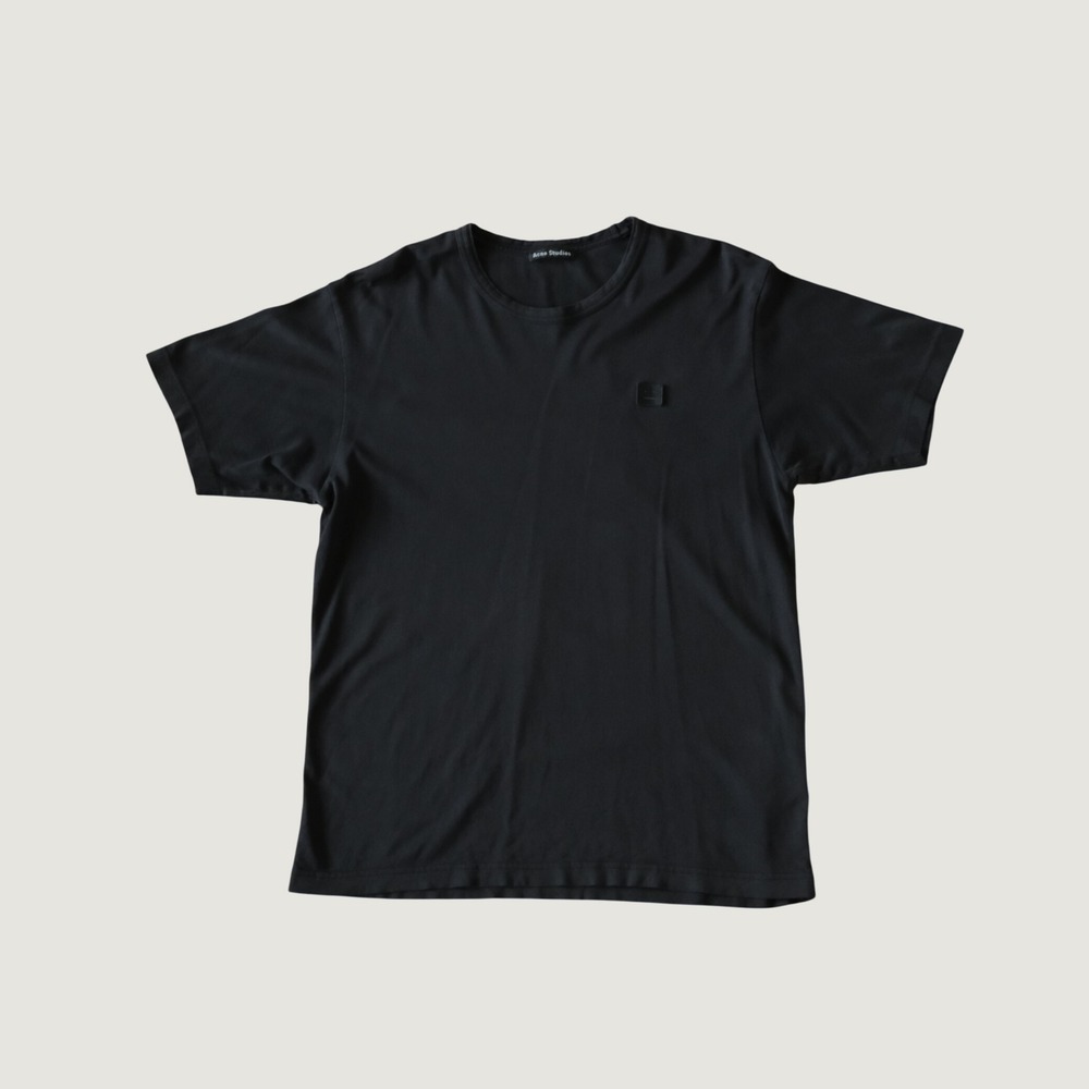 Acne Studios Nash Face Black Tonal Patch Cotton Jersey Minimalist M Streetwear